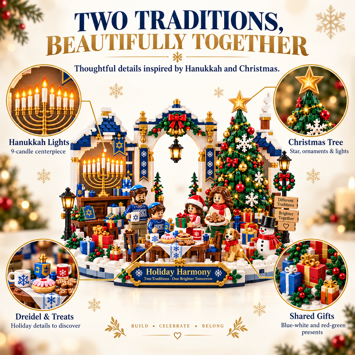 🎄🕎 Last Day 50% OFF 🔥 Holiday Harmony Christmas & Hanukkah Building Block Set