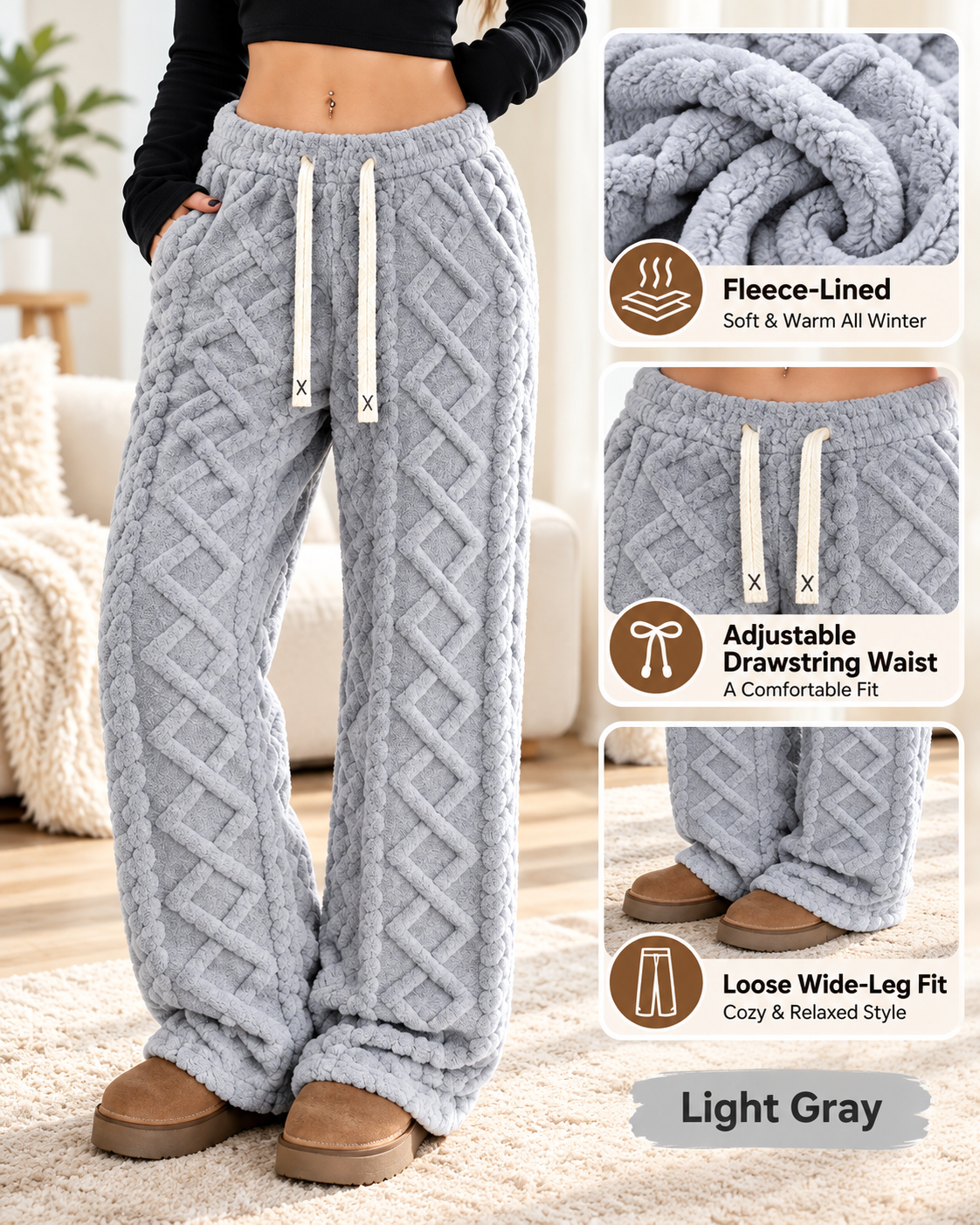 🔥 BESTSELLER | 6PCS $24.99 | Women's Retro Fleece Wide-Leg Pants