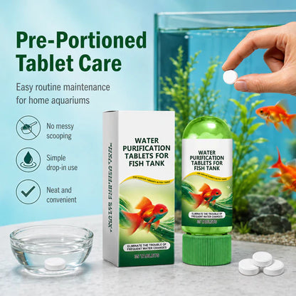 Crystal Clear Aquarium Water Purification Tablets – Fast-Acting Water Clarifier & Ammonia Detoxifier for Fish Tanks, 100% Safe for Live Plants & Invertebrates