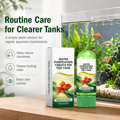Crystal Clear Aquarium Water Purification Tablets – Fast-Acting Water Clarifier & Ammonia Detoxifier for Fish Tanks, 100% Safe for Live Plants & Invertebrates