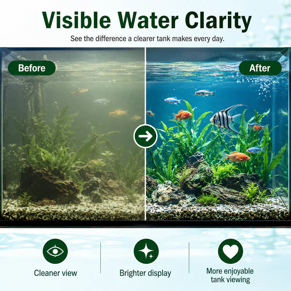 Crystal Clear Aquarium Water Purification Tablets – Fast-Acting Water Clarifier & Ammonia Detoxifier for Fish Tanks, 100% Safe for Live Plants & Invertebrates