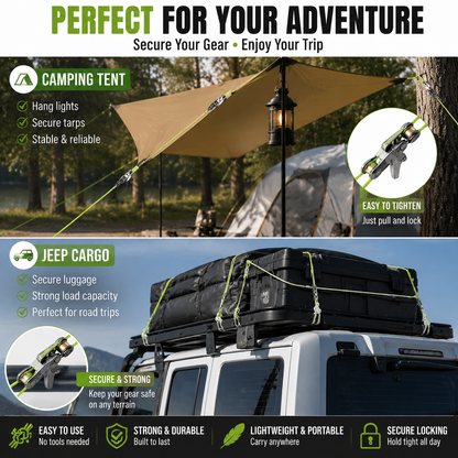 Retractable Ratchet Hanging Rope – Adjustable Locking Rope for Camping & Home Use.