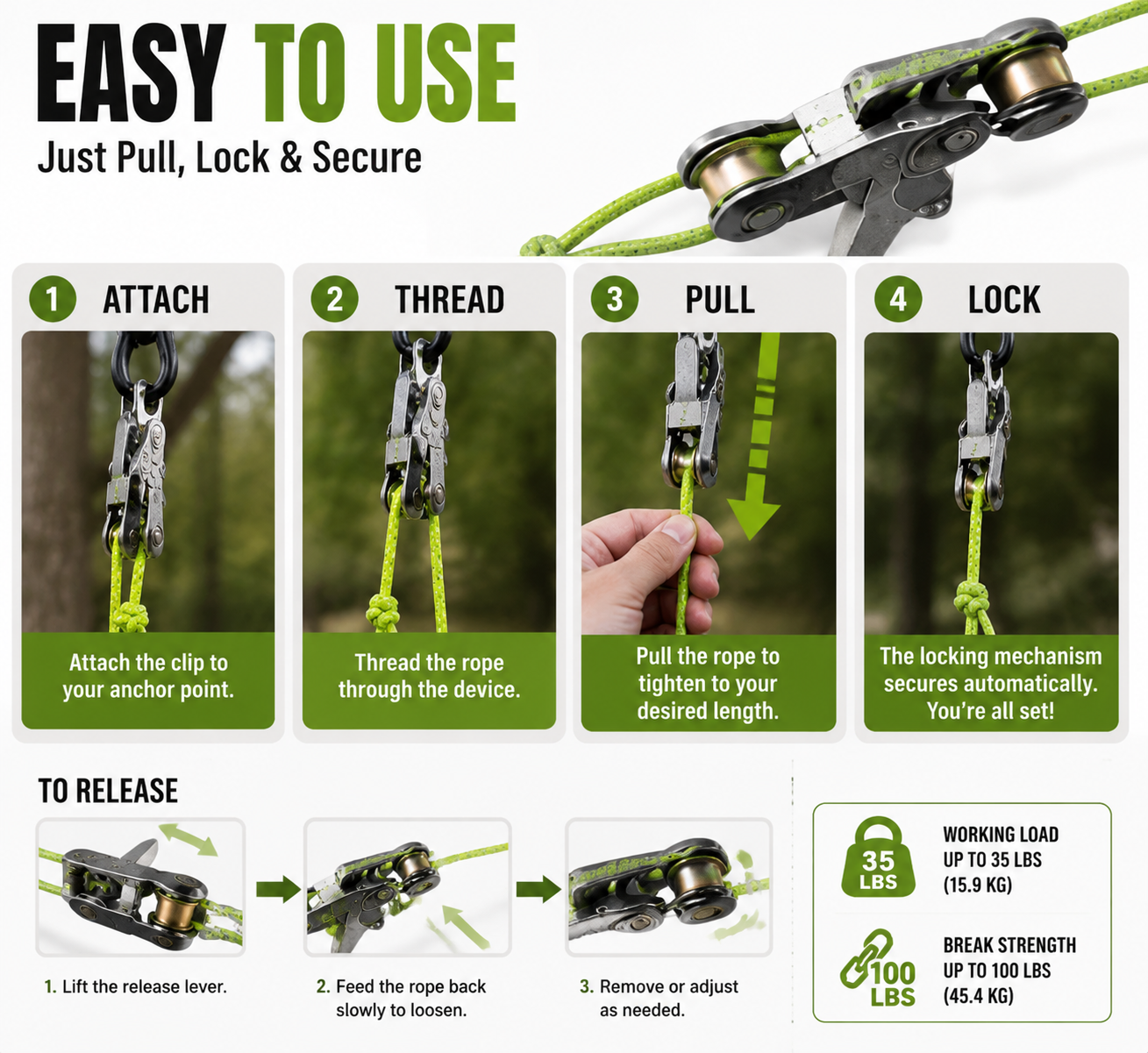 Retractable Ratchet Hanging Rope – Adjustable Locking Rope for Camping & Home Use.