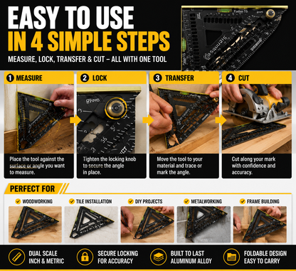 📐  Multi-Angle Measuring Tool – Foldable Ruler for Accurate Measurements, Carpentry & DIY Projects