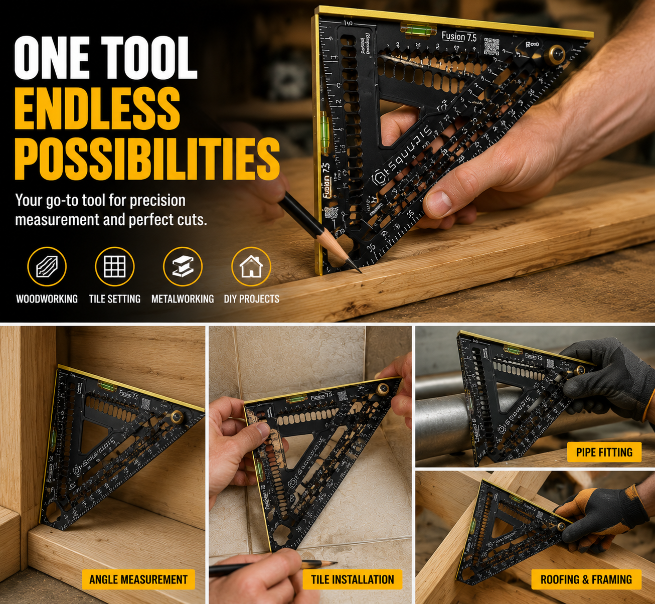 📐  Multi-Angle Measuring Tool – Foldable Ruler for Accurate Measurements, Carpentry & DIY Projects
