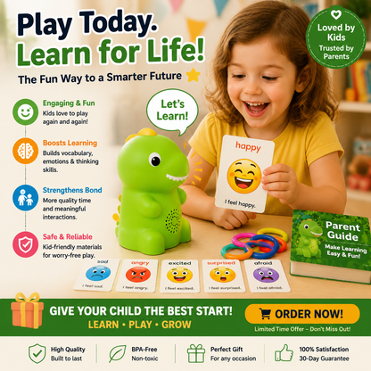 🦖 Interactive Talking Dinosaur Learning Toy Set – Early Education Kit for Kids (Alphabet, Emotion & Cognitive Development)