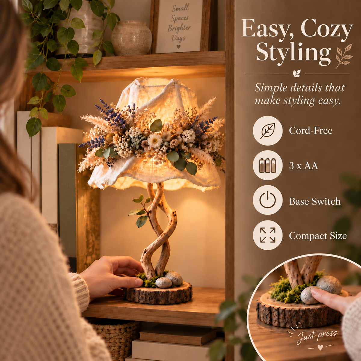 💥 50% OFF🌿 Botanical Woodland Table Lamp✨ Warm Glow & Nature-Inspired Decor