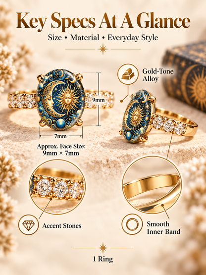Vintage Sun and Moon Celestial Ring  ✨