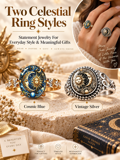 Vintage Sun and Moon Celestial Ring  ✨
