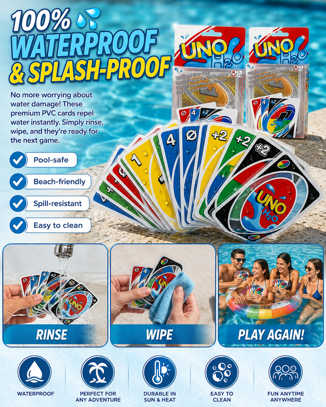 💦🎉 Splash, Play & Win – The Ultimate Waterproof Card Game! 🎉💦