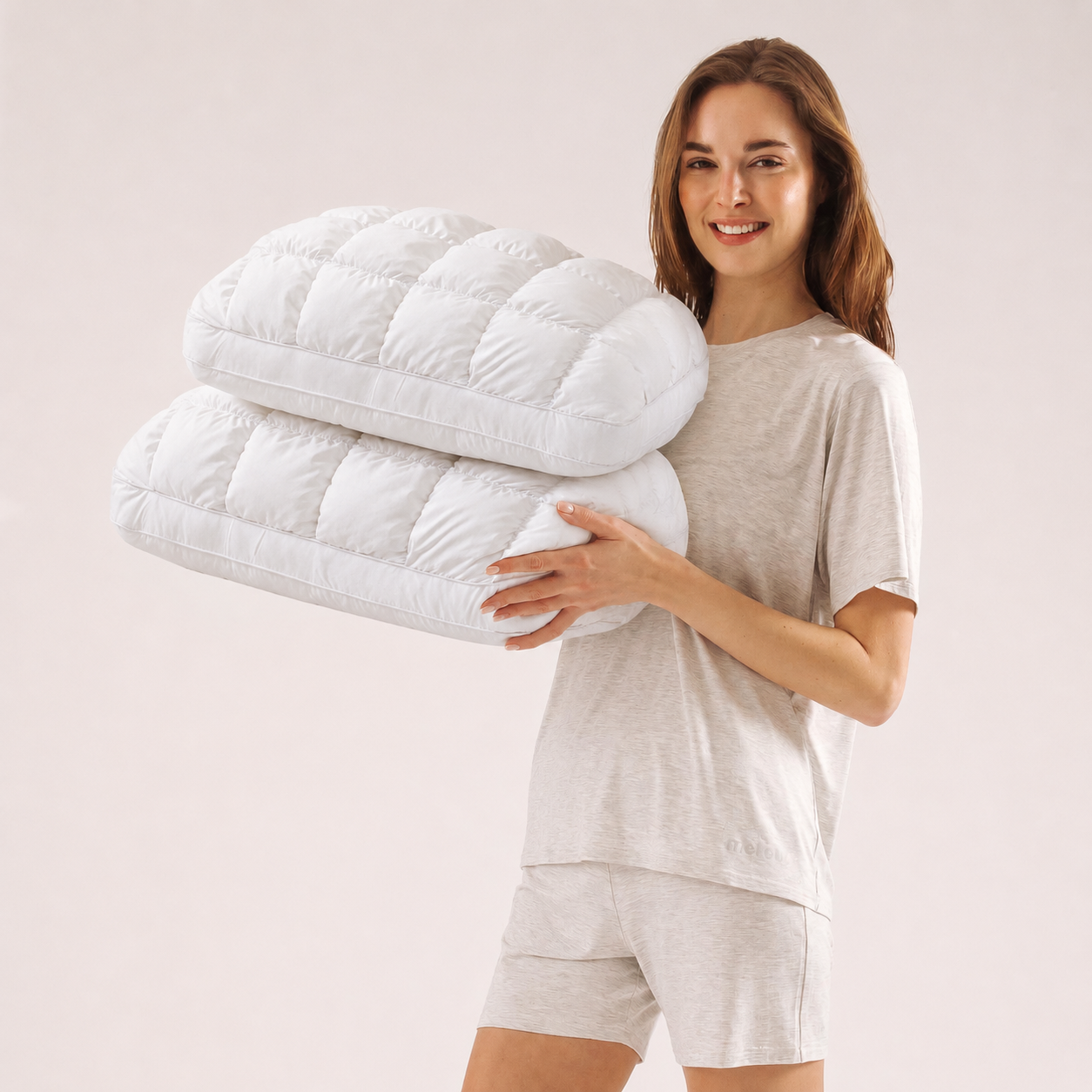 Free shipping//Pineapple Bread Grid Pillow | Dual Layer Fluffy Cooling Bed Pillow, Machine Washable Support Pillow for Side & Back Sleepers