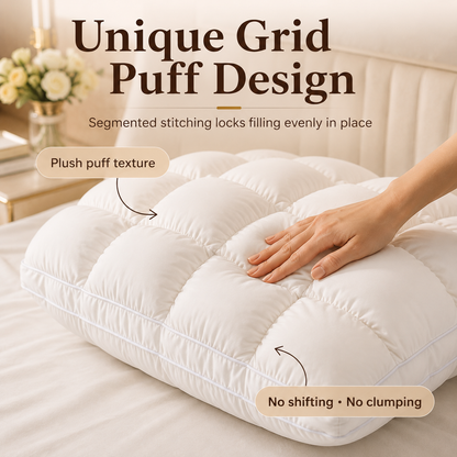 Free shipping//Pineapple Bread Grid Pillow | Dual Layer Fluffy Cooling Bed Pillow, Machine Washable Support Pillow for Side & Back Sleepers