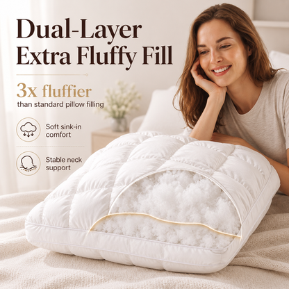 Pineapple Bread Grid Pillow | Dual Layer Fluffy Cooling Bed Pillow, Machine Washable Support Pillow for Side & Back Sleepers