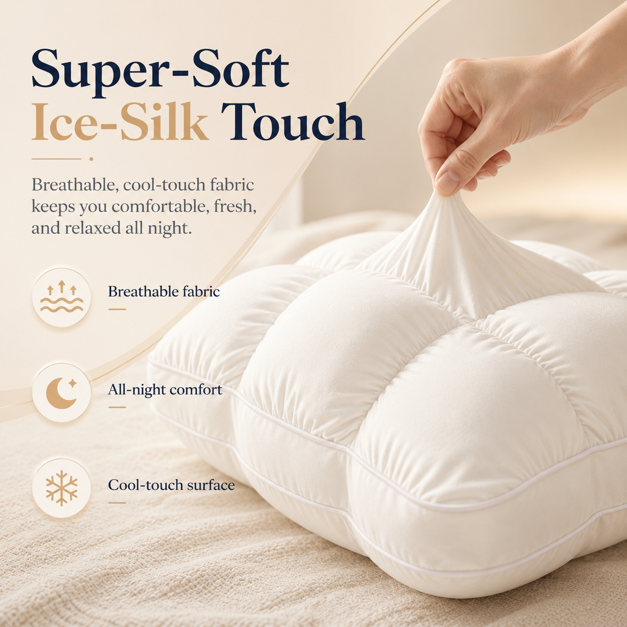 Free shipping//Pineapple Bread Grid Pillow | Dual Layer Fluffy Cooling Bed Pillow, Machine Washable Support Pillow for Side & Back Sleepers