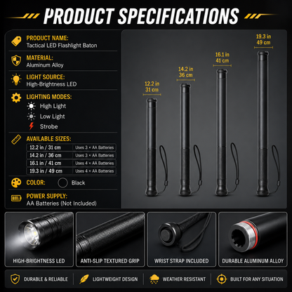 🔦 Tactical LED Flashlight Baton