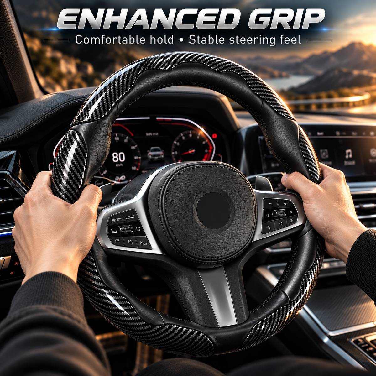🚘Non-Slip Car Steering Wheel Cover for 15 Inch Wheels