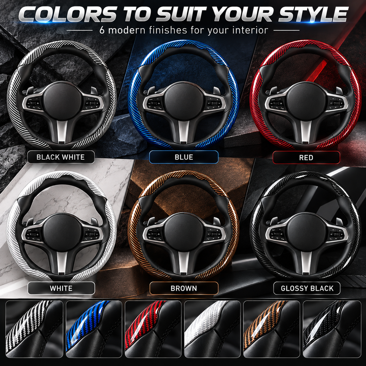 🚘Non-Slip Car Steering Wheel Cover for 15 Inch Wheels