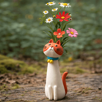 😻 Whimsical Handcrafted Mini Quirky Cat & Puppy Vase | 💖🎁Perfect Gift
