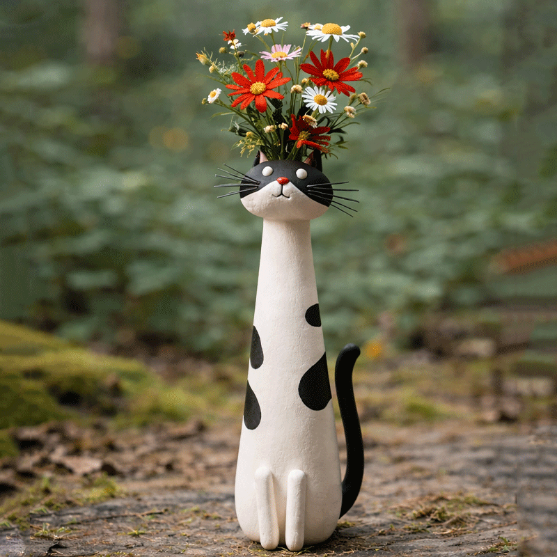 😻 Whimsical Handcrafted Mini Quirky Cat & Puppy Vase | 💖🎁Perfect Gift