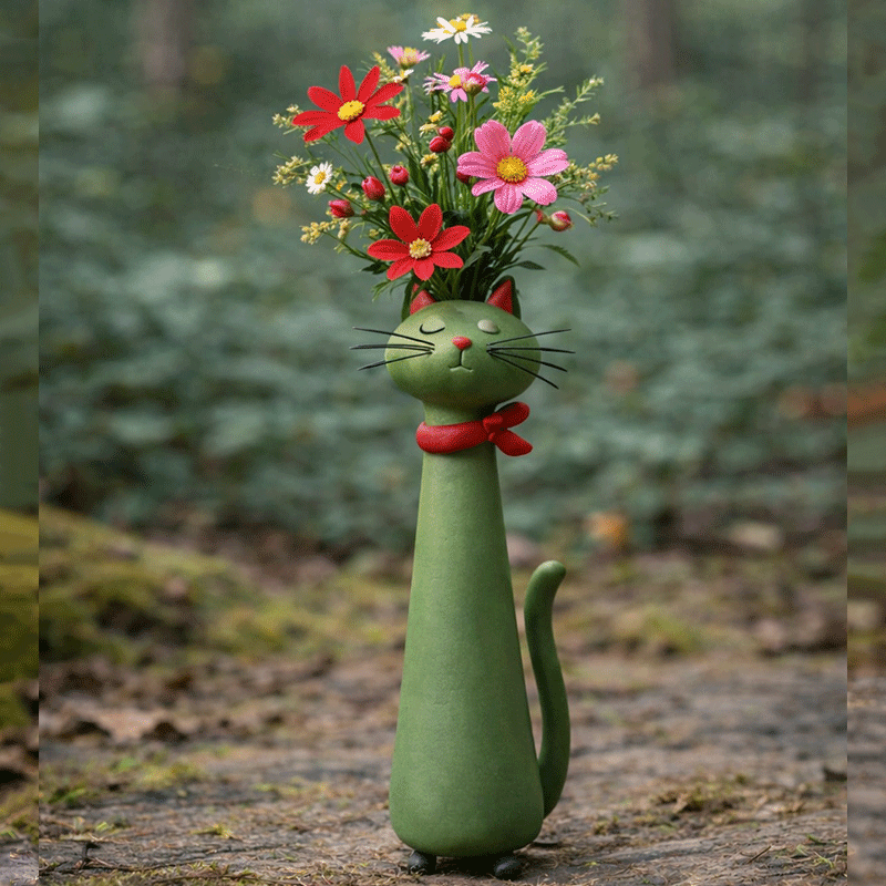 😻 Whimsical Handcrafted Mini Quirky Cat & Puppy Vase | 💖🎁Perfect Gift