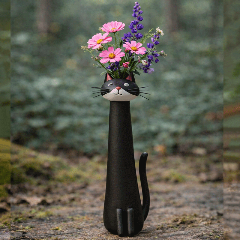 😻 Whimsical Handcrafted Mini Quirky Cat & Puppy Vase | 💖🎁Perfect Gift