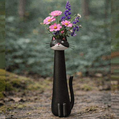 😻 Whimsical Handcrafted Mini Quirky Cat & Puppy Vase | 💖🎁Perfect Gift