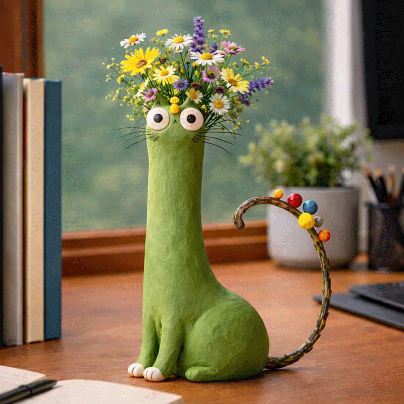 😻 Whimsical Handcrafted Mini Quirky Cat & Puppy Vase | 💖🎁Perfect Gift