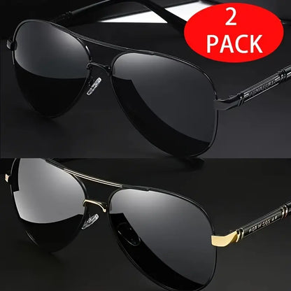 🕶️2-Pack Unisex Aviator Sunglasses | 100% Polarized Lenses