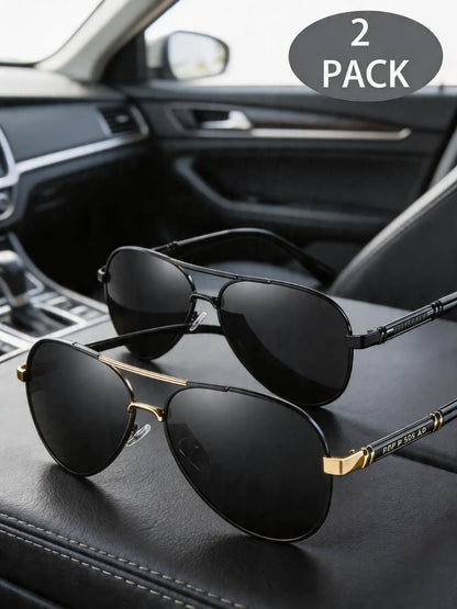 🕶️2-Pack Unisex Aviator Sunglasses | 100% Polarized Lenses