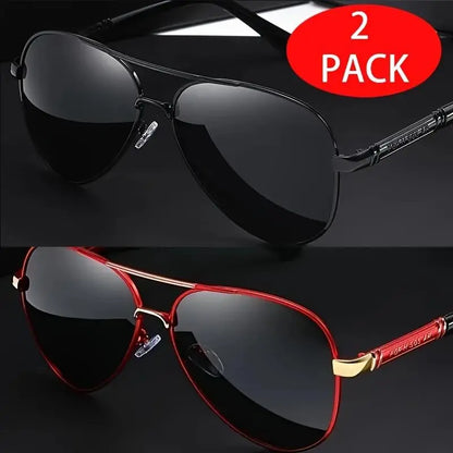 🕶️2-Pack Unisex Aviator Sunglasses | 100% Polarized Lenses
