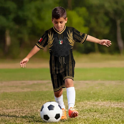 ✨Mexico Aztec Gold Soccer Jersey – Breathable Mesh Fan Shirt for Sports & Daily Wear