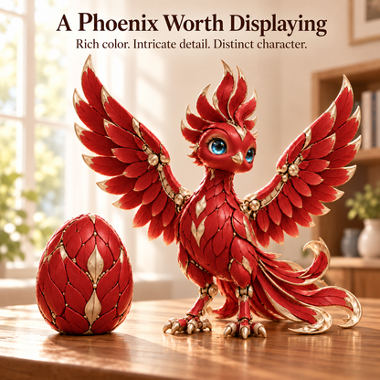 ✨ A Little Everyday Wonder | Red & Gold Phoenix Figurine for Shelves & Desks