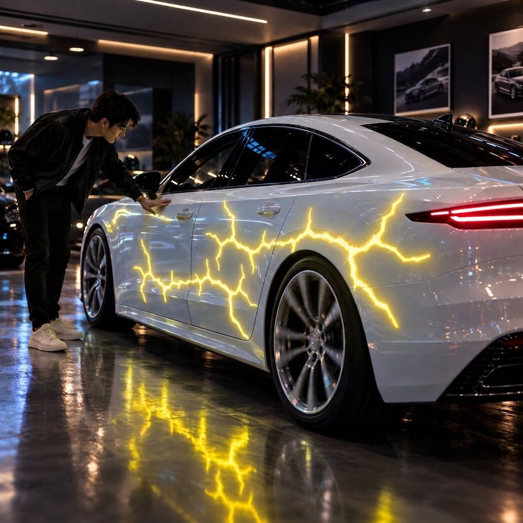 Liquid Laser Glow Car Wrap, Streaming Thunder Light Luminous Vinyl Film for Custom Car Styling & Night Car Show