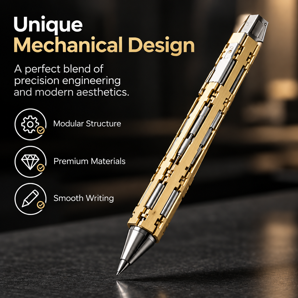 ✒️ Hancept Zero MK2 Mechanical Pen – Precision Metal Writing Tool with Stand & 3 Refills 🎁