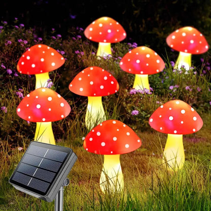 🍄Adorable Fairy Tale Red Mushroom Solar Lights - Ideal for Enchanting Garden Decor & Whimsical Night Atmosphere