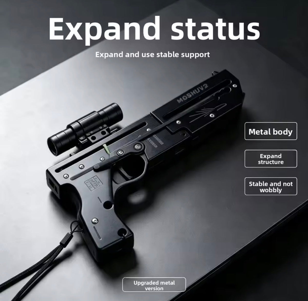 Foldable Card Slingshot V2 With Scope & Laser + 100 Metal Pellets