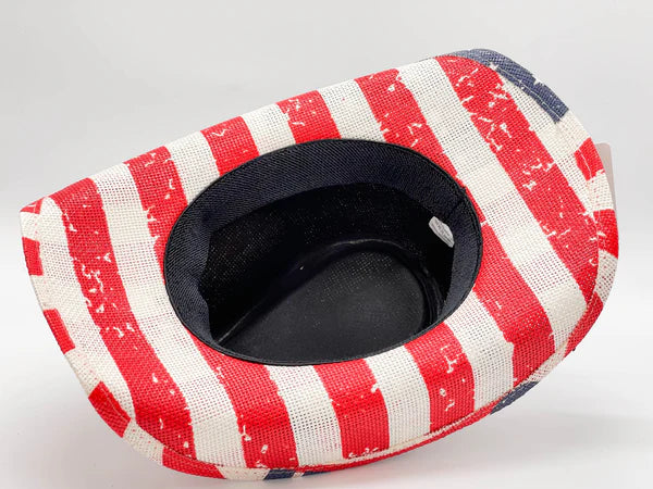 Aspen Patriotic Western USA Flag Paper Braid Cowboy Hat