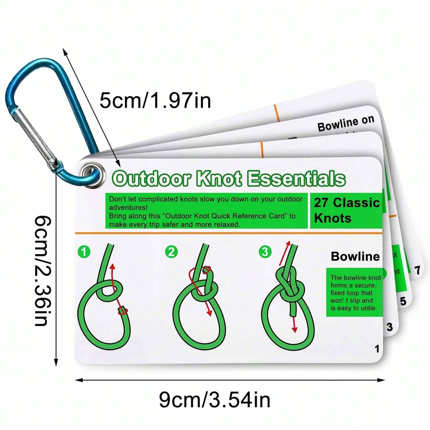 Waterproof Outdoor Knots Reference Guide – 23 Rope Knots Pocket Card Set with Storage Clip for Camping, Boating & Emergency Survival