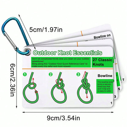 Waterproof Outdoor Knots Reference Guide – 23 Rope Knots Pocket Card Set with Storage Clip for Camping, Boating & Emergency Survival