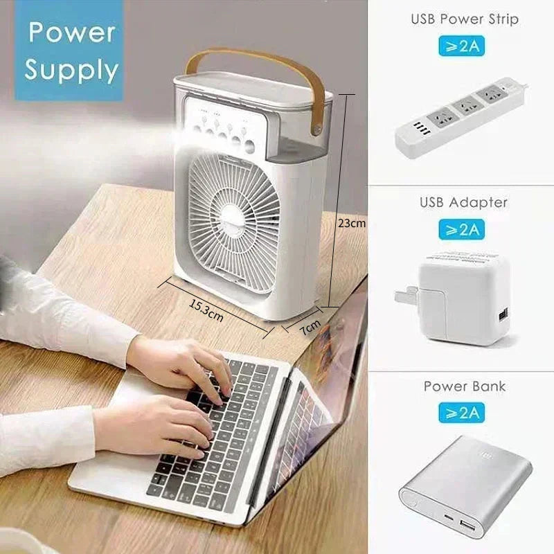 Mini Luftkühler mit Wasser – 3-in-1 Verdunstungskühler für Zuhause, Büro & Unterwegs 3