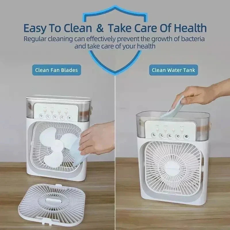 Mini Luftkühler mit Wasser – 3-in-1 Verdunstungskühler für Zuhause, Büro & Unterwegs 7