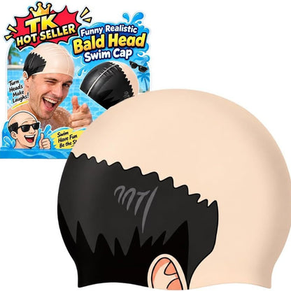 😂 Bald Guy Swim Cap – Realistic Bald Head Novelty Swimming Cap 💦