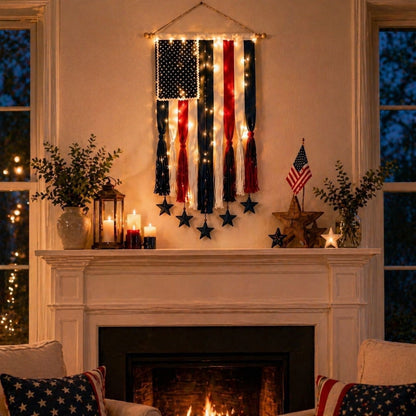 Lighted Patriotic Wall Hanging Banne