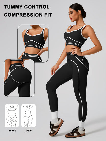 PINK SCULPTING WORKOUT SET | High-Waist Leggings &amp; Sports Bra