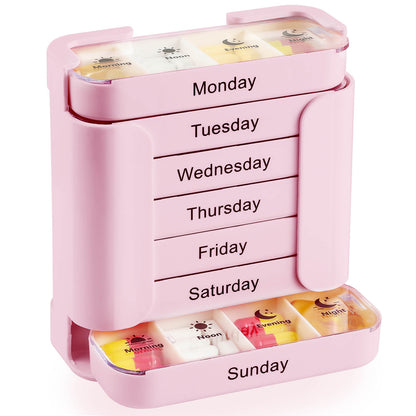 7-day Pill Storage Box, 1 Count Portable Large Capacity Pill Organizer, Daily Pill Storage Box