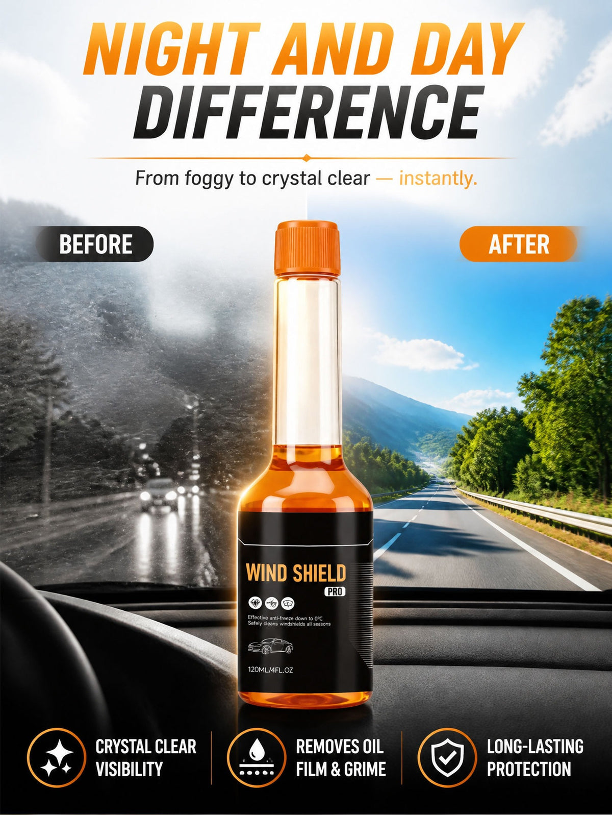 QIFOR Concentrated Windshield Washer Fluid for Car Auto Windows