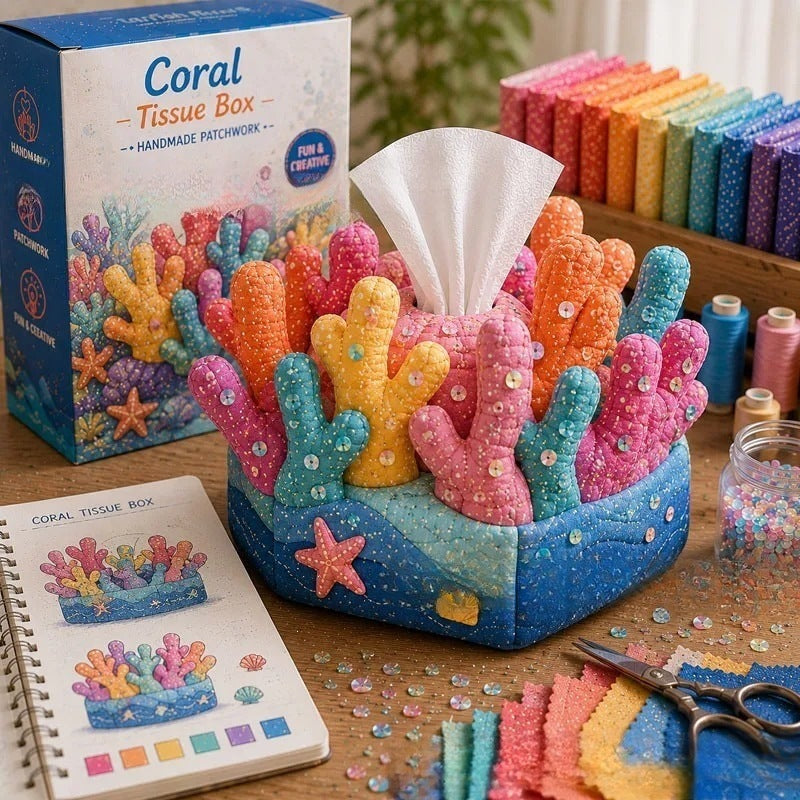 🧵 Quilted sea Animal Tissue Box DIY Kit💖