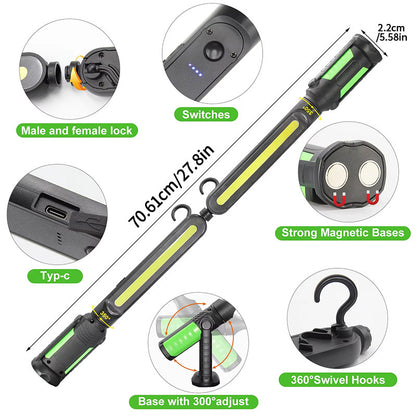✨2-in-1 Splicable LED Work Light – Ultra-Bright Hands-Free Lamp for Auto Repair &amp; Workshop Jobs
