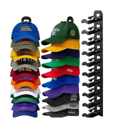 Vertical Adhesive Hat Rack Organizer – Wall-Mounted Cap Holder for Closets, Doors & Bedrooms（2-pack）