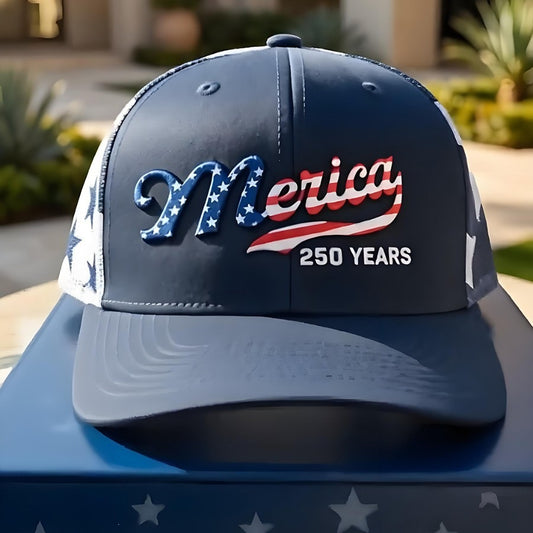 Men's 250th American Anniversary Trucker Hat Patriotic USA Flag